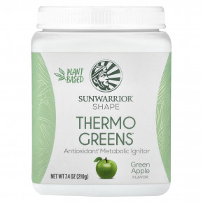 Sunwarrior, Shape, Thermo Greens™, со вкусом зеленого яблока, 210 г (7,4 унции) - описание | фото