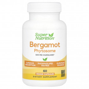 Super Nutrition, Bergamot Phytosome, 500 mg, 60 Veggie Capsules - описание