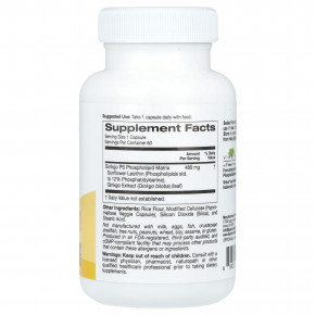 Super Nutrition, Ginkgo PS Phytosome, фитосома гинкго с ФС, с экстрактом гинкго, 480 мг, 60 растительных капсул в Москве - eco-herb.ru | фото