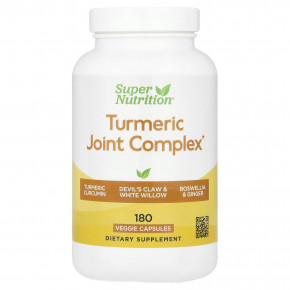 Super Nutrition, комплекс с куркумой для суставов, с экстрактами гарпагофитума, босвеллии, белой ивы и имбиря, 180 вегетарианских капсул - описание | фото
