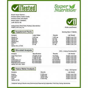 Super Nutrition, Perfect Family, мультивитамины с суперзеленью и травами, без железа, 240 таблеток в Москве - eco-herb.ru | фото