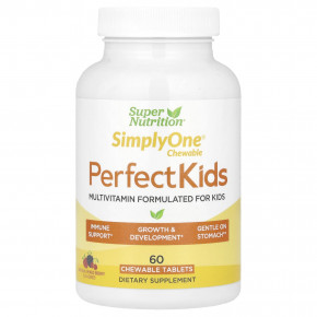 Super Nutrition, Perfect Kids, мультивитаминный комплекс для детей, ягодный вкус, 60 вегетарианских жевательных таблеток в Москве - eco-herb.ru | фото