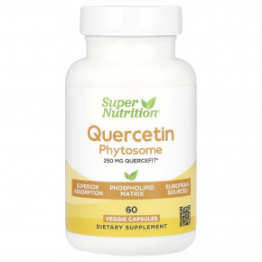 Super Nutrition, Quercetin Phytosome Quercefit®, фитосомы кверцетина, 250 мг, 60 растительных капсул - описание | фото