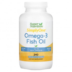Super Nutrition, рыбий жир с омега-3, триглицерид Vivomega, 1000 мг, 240 рыбных капсул - описание