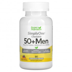 Super Nutrition, SimplyOne, мультивитамины и поддерживающие травы для мужчин старше 50 лет, вкус ягод, 90 жевательных таблеток в Москве - eco-herb.ru | фото