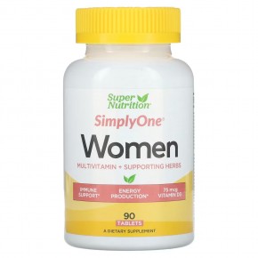 Super Nutrition, SimplyOne, мультивитамины и полезные травы для женщин, 90 таблеток в Москве - eco-herb.ru | фото