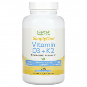 Super Nutrition, витамины D3 и К2, 240 растительных капсул (Товар снят с продажи) в Москве - eco-herb.ru | фото