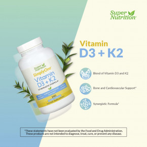 Super Nutrition, витамины D3 и К2, 240 растительных капсул (Товар снят с продажи) в Москве - eco-herb.ru | фото