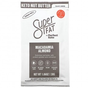 SuperFat, Keto Nut Butter, миндаль макадамия, 30 г (1,06 унции) - описание