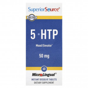 Superior Source, 5-HTP, 50 мг, 60 быстрорастворимых таблеток MicroLingual® - описание | фото