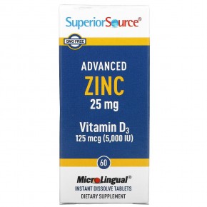 Superior Source, Advanced Zinc, витамин D3, 60 быстрорастворимых таблеток MicroLingual в Москве - eco-herb.ru | фото
