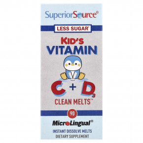 Superior Source, Baby Vitamin C и D3 Clean Melts™, 90 быстрорастворимых таблеток - описание | фото