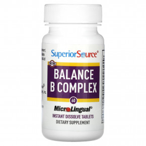 Superior Source, Balance B Complex, комплекс витаминов группы B, 60 быстрорастворимых таблеток MicroLingual в Москве - eco-herb.ru | фото