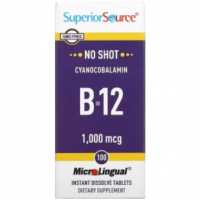 Superior Source, цианокобаламин B12, 1000 мкг, 100 таблеток в Москве - eco-herb.ru | фото