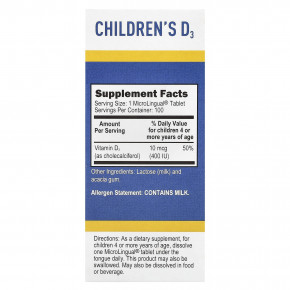 Superior Source, D3, для детей, 10 мкг (400 МЕ), 100 быстрорастворимых таблеток MicroLingual® в Москве - eco-herb.ru | фото