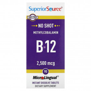 Superior Source, метилкобаламин, витамин B12, 2500 мкг, 90 быстрорастворимых таблеток в Москве - eco-herb.ru | фото
