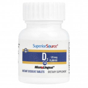 Superior Source, витамин D3, 125 мкг (5000 МЕ), 100 быстрорастворимых таблеток MicroLingual® в Москве - eco-herb.ru | изображение Superior Source, витамин D3, 125 мкг (5000 МЕ), 100 быстрорастворимых таблеток MicroLingual® в Москве - eco-herb.ru | фото