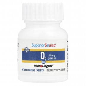Superior Source, витамин D3, 25 мкг (1000 МЕ), 100 быстрорастворимых таблеток MicroLingual® в Москве - eco-herb.ru | фото