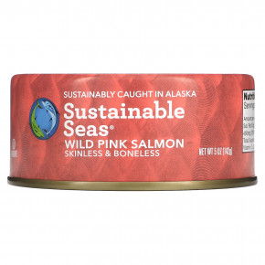 Sustainable Seas, Дикий горбуша, без кожи и без костей, 142 г (5 унций) в Москве - eco-herb.ru | фото