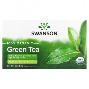 Swanson, 100% органический зеленый чай, 20 чайных пакетиков, 40 г (1,4 унции) в Москве - eco-herb.ru | фото