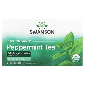 Swanson, 100% Organic Peppermint Tea, 20 Tea Bags, 1.05 oz (30 g) в Москве - eco-herb.ru | фото