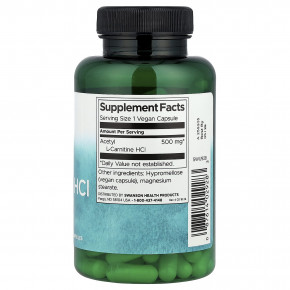 Swanson, Ацетил L-карнитин гидрохлорид, 500 мг, 120 веганских капсул в Москве - eco-herb.ru | фото