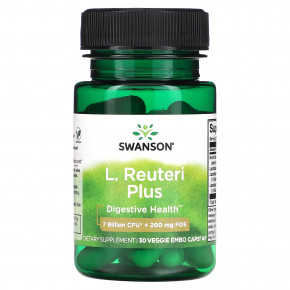 Swanson, Ацидофильные лактобактерии (L. acidophilus), Reuteri Plus, 30 вегетарианских капсул для ЭМБО - описание | фото