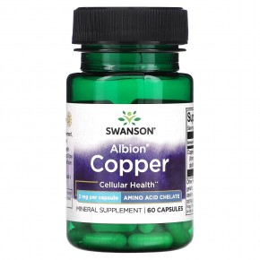 Swanson, Albion Copper, 2 мг, 60 капсул в Москве - eco-herb.ru | фото
