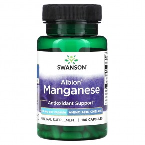 Swanson, Albion марганец, 10 мг, 180 капсул - описание