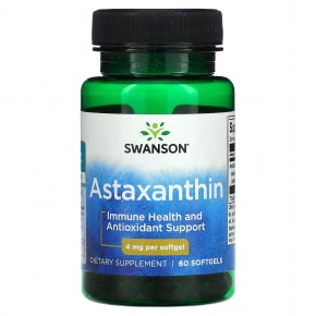 Swanson, Астаксантин, 4 мг, 60 мягких таблеток - описание