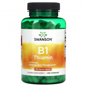Swanson, Витамин B1, тиамин, 100 мг, 250 капсул в Москве - eco-herb.ru | фото