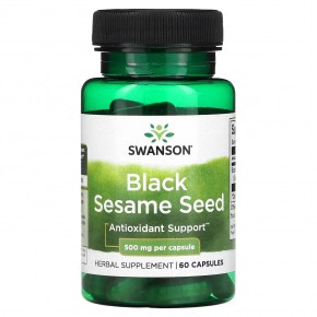 Swanson, Семена черного кунжута, 500 мг, 60 капсул в Москве - eco-herb.ru | фото