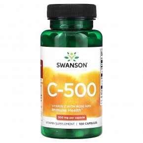 Swanson, C-500, 500 мг, 100 капсул в Москве - eco-herb.ru | фото