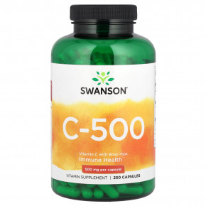 Swanson, C-500, витамин C с шиповником, 250 капсул - описание