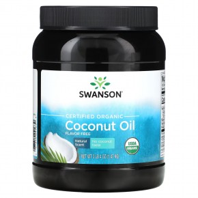 Swanson, Certified Organic Coconut Oil, Flavor Free, 3 lbs 4 oz (1.47 kg) в Москве - eco-herb.ru | фото