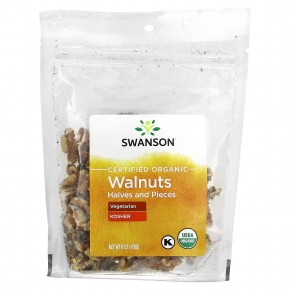 Swanson, Certified Organic Walnuts Halves & Pieces, 6 oz (170 g) в Москве - eco-herb.ru | фото