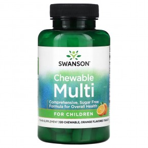Swanson, Жевательные мультивитамины для детей, апельсин, 120 жевательных таблеток в Москве - eco-herb.ru | фото