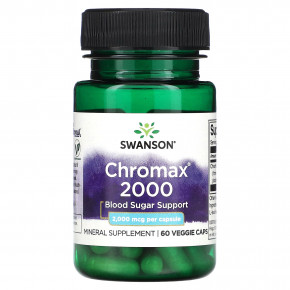 Swanson, Chromax 2000, 2000 мкг, 60 растительных капсул - описание | фото