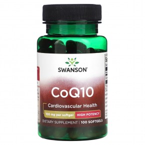 Swanson, Коэнзим Q10, 100 мг, 100 мягких таблеток - описание