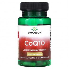 Swanson, CoQ10, 30 mg, 60 Capsules - описание