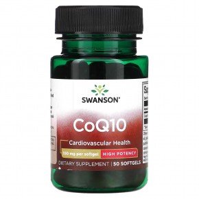 Swanson, Коэнзим Q10, высокая эффективность, 100 мг, 50 мягких таблеток в Москве - eco-herb.ru | фото