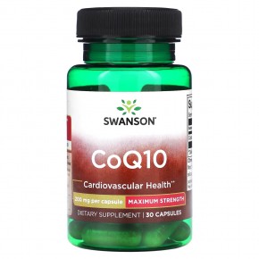 Swanson, CoQ10, Maximum Strength, 200 mg, 30 Capsules - описание