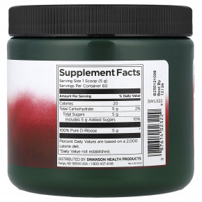 Swanson, D-рибоза в порошке, 300 г (10,6 унции) в Москве - eco-herb.ru | фото