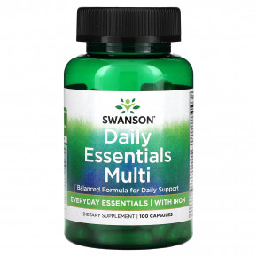 Swanson, Daily Essentials, мультивитамины, 100 капсул - описание | фото