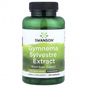 Swanson, джимнема (Gymnema sylvestre), стандартизованный экстракт, 300 мг, 120 капсул - описание | фото