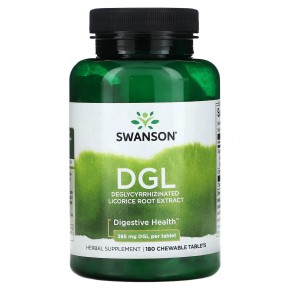 Swanson, DGL, 385 мг, 180 жевательных таблеток в Москве - eco-herb.ru | фото