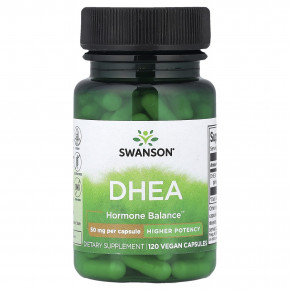 Swanson, DHEA, повышенная эффективность, 50 мг, 120 веганских капсул - описание | фото