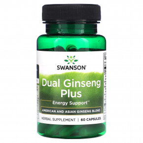 Swanson, Dual Ginseng Plus, 60 капсул - описание | фото