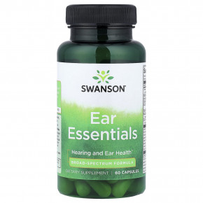Swanson, Ear Essentials, средства для ушей, 60 капсул - описание | фото