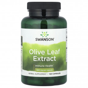 Swanson, экстракт листьев оливкового дерева, 500 мг, 120 капсул - описание | фото